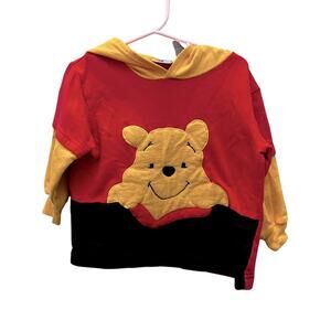 Vintage Winnie the Pooh Hoodie Red Yellow Black 90s Y2K Disneycore Toddler 2T